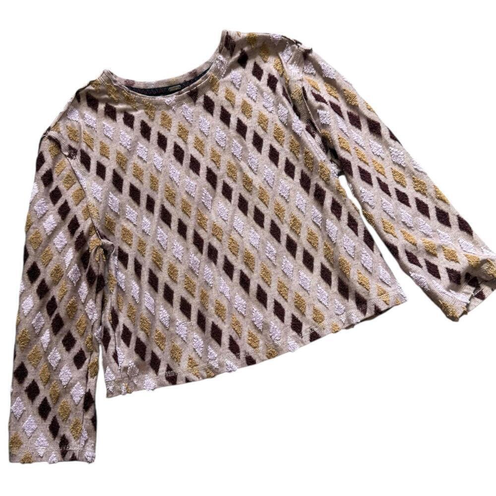 Free People Geometric Diamond Print Long Sleeve Top